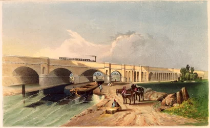 Veduta del viadotto ferroviario di Greenwich a Deptford, 1836